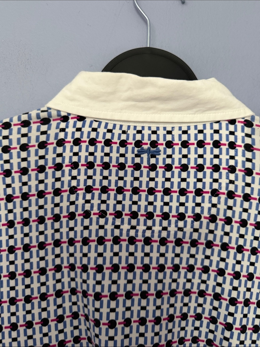 Tyler Boe Dixi Cup Polo Knit Dress Blue Geometric M - Picture 10 of 14